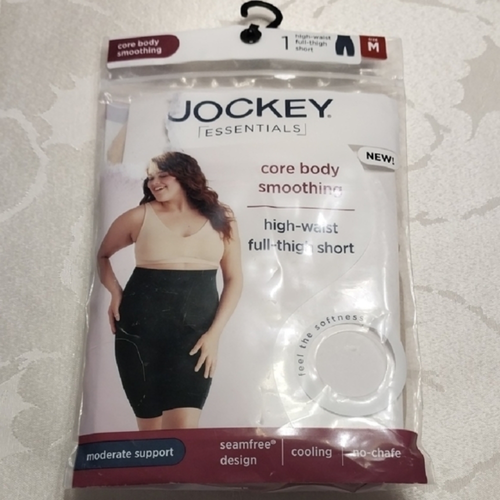 Jockey Essentials NWT‎ Medium Body Smoothing High-Waist Full-Thigh Shorts Beige